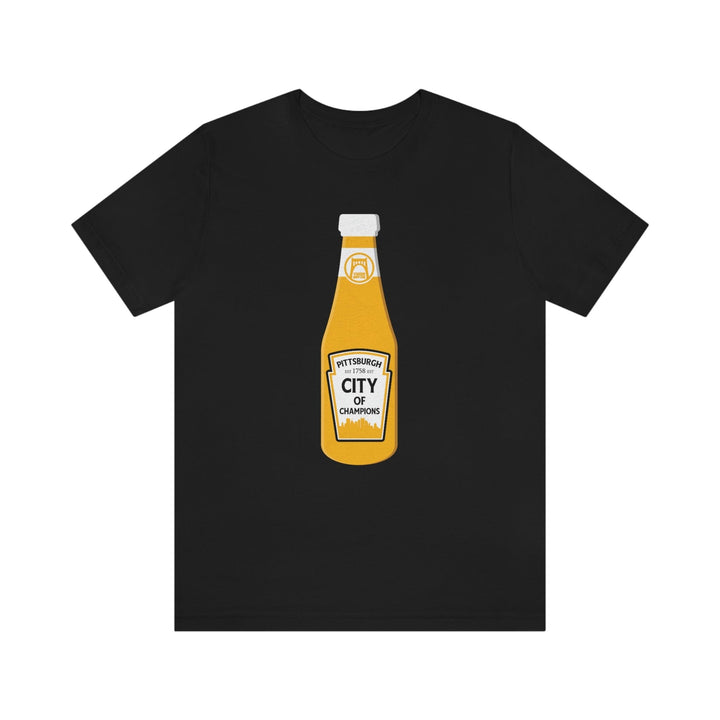 Pittsburgh, City of Champions bottle short sleeve tshirt T-Shirt Printify Black S 