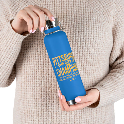 Pittsburgh City of Champions Copper Vacuum Insulated Bottle, 22oz Mug - YinzerShop