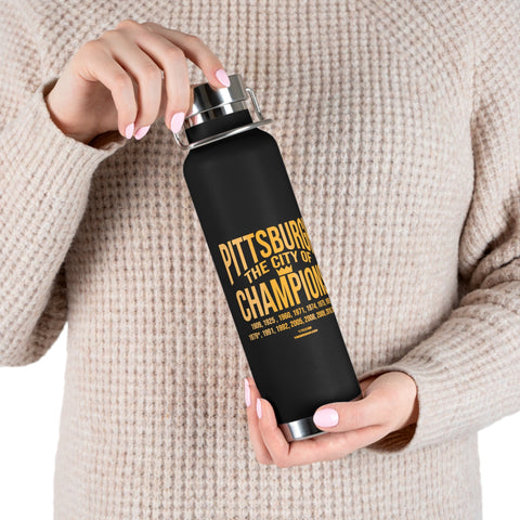 Pittsburgh City of Champions Copper Vacuum Insulated Bottle, 22oz Mug - YinzerShop