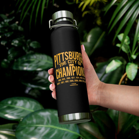 Pittsburgh City of Champions Copper Vacuum Insulated Bottle, 22oz Mug - YinzerShop