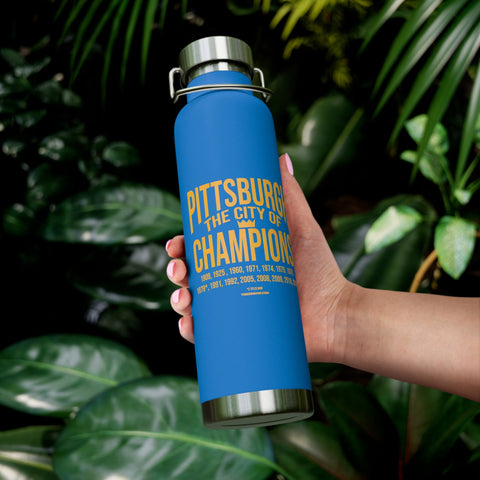 Pittsburgh City of Champions Copper Vacuum Insulated Bottle, 22oz Mug - YinzerShop