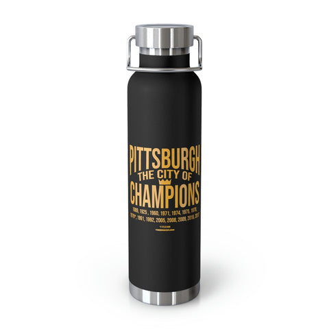 Pittsburgh City of Champions Copper Vacuum Insulated Bottle, 22oz Mug Printify Black 22oz 