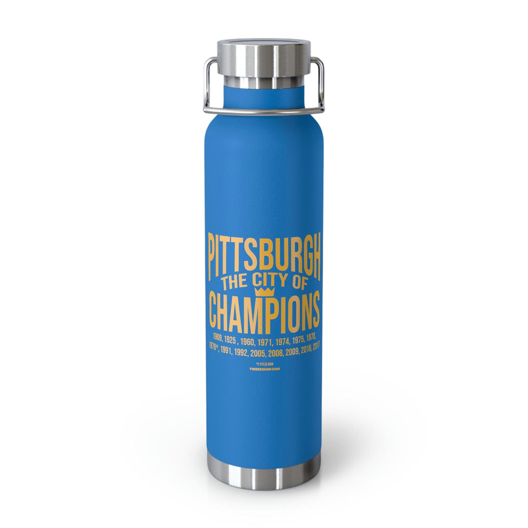Pittsburgh City of Champions Copper Vacuum Insulated Bottle, 22oz Mug Printify Pebble Blue 22oz 