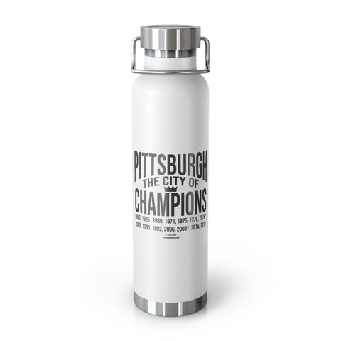 Pittsburgh City of Champions Copper Vacuum Insulated Bottle, 22oz Mug Printify White 22oz 