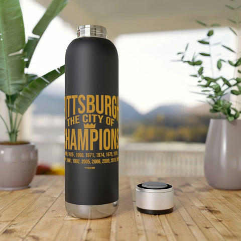 Pittsburgh City of Champions Soundwave Copper Vacuum Audio Bottle 22oz Mug Printify   