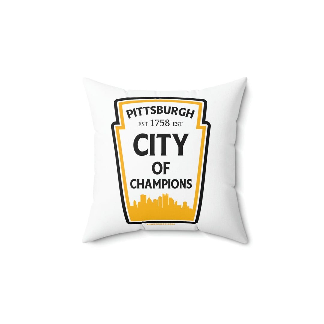 Pittsburgh City of Champions Square Throw Pillow Home Decor Printify 14" × 14"  