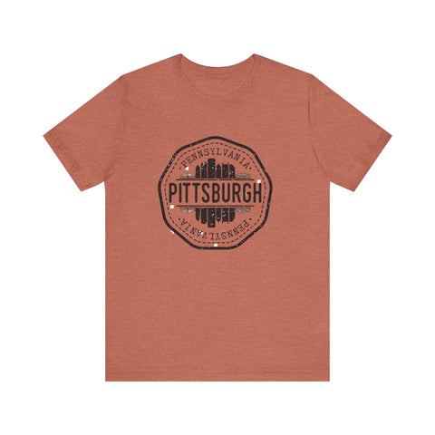 Pittsburgh City Stamp - Short Sleeve T-Shirt T-Shirt - YinzerShop