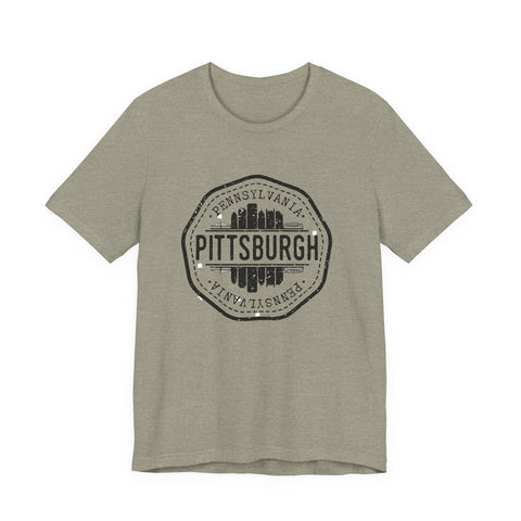 Pittsburgh City Stamp - Short Sleeve T-Shirt T-Shirt - YinzerShop