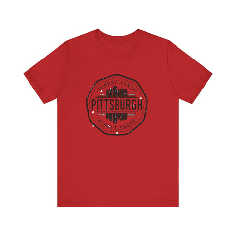 Pittsburgh City Stamp - Short Sleeve T-Shirt T-Shirt - YinzerShop