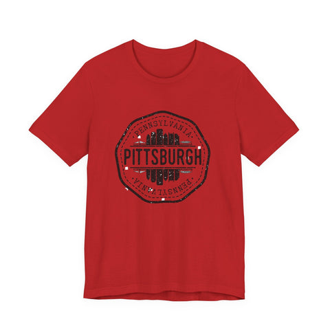 Pittsburgh City Stamp - Short Sleeve T-Shirt T-Shirt - YinzerShop