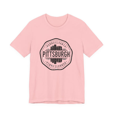 Pittsburgh City Stamp - Short Sleeve T-Shirt T-Shirt - YinzerShop