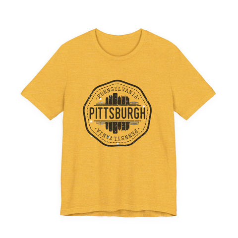 Pittsburgh City Stamp - Short Sleeve T-Shirt T-Shirt - YinzerShop