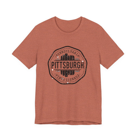 Pittsburgh City Stamp - Short Sleeve T-Shirt T-Shirt - YinzerShop