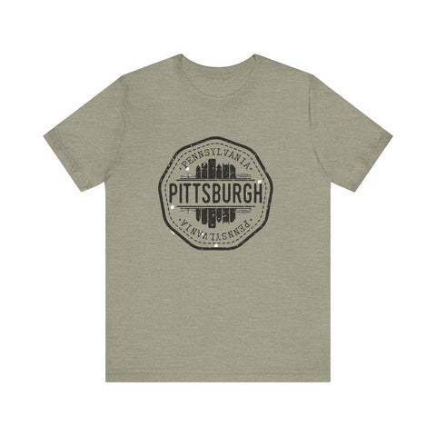 Pittsburgh City Stamp - Short Sleeve T-Shirt T-Shirt - YinzerShop