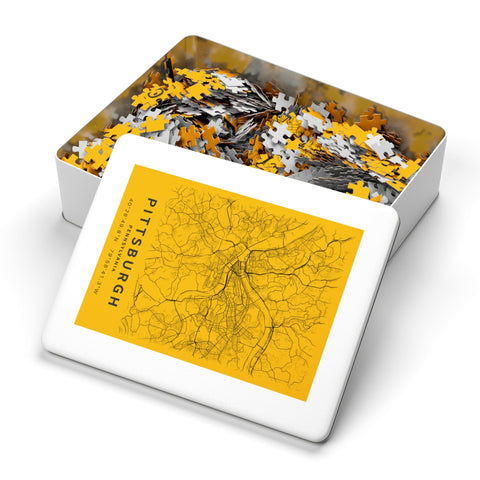 Pittsburgh City Street Map Jigsaw Puzzle with Tin Puzzle - YinzerShop
