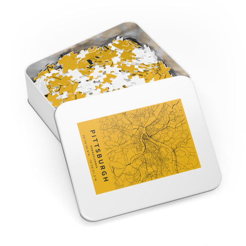 Pittsburgh City Street Map Jigsaw Puzzle with Tin Puzzle - YinzerShop