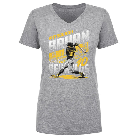 Pittsburgh City T-Shirt - Bryan Reynolds V-Neck Cotton Tee | Regular Fit Casual Streetwear Women's V-Neck T-Shirt - YinzerShop