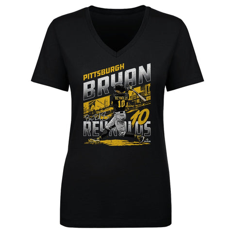 Pittsburgh City T-Shirt - Bryan Reynolds V-Neck Cotton Tee | Regular Fit Casual Streetwear Women's V-Neck T-Shirt - YinzerShop