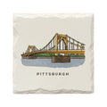 Pittsburgh Clemente Bridge Ceramic Drink Coaster by The Doodle Line Coaster - YinzerShop