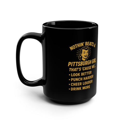 Pittsburgh Coffee Mug – Black Ceramic 15oz Retro City Mug With Handle Mug - YinzerShop