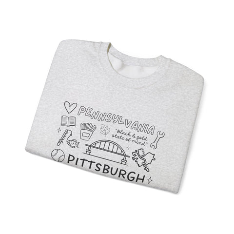 Pittsburgh Doodle Collage - Heavy Blend™ Crewneck Sweatshirt Sweatshirt - YinzerShop