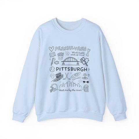Pittsburgh Doodle Collage - Heavy Blend™ Crewneck Sweatshirt Sweatshirt - YinzerShop