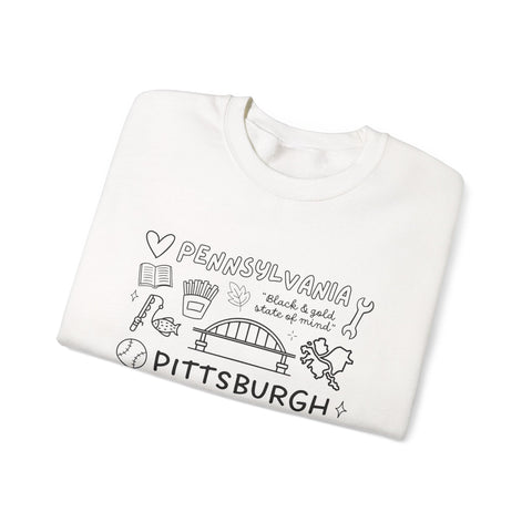 Pittsburgh Doodle Collage - Heavy Blend™ Crewneck Sweatshirt Sweatshirt - YinzerShop
