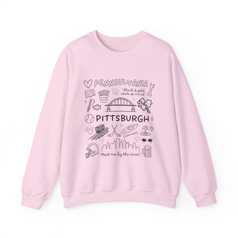 Pittsburgh Doodle Collage - Heavy Blend™ Crewneck Sweatshirt Sweatshirt - YinzerShop