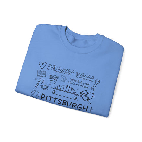 Pittsburgh Doodle Collage - Heavy Blend™ Crewneck Sweatshirt Sweatshirt - YinzerShop