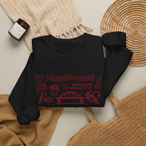 Pittsburgh Doodle Collage - Heavy Blend™ Crewneck Sweatshirt Sweatshirt - YinzerShop