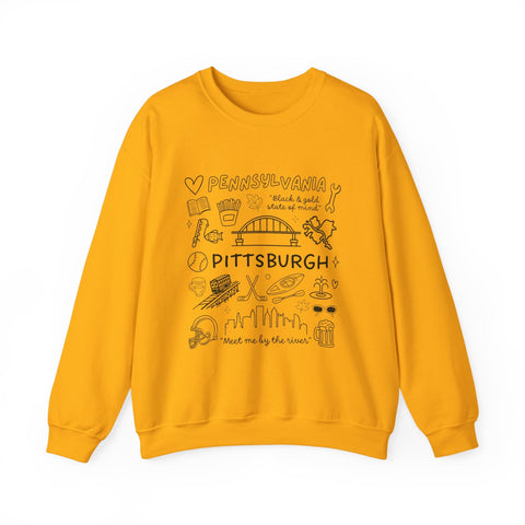 Pittsburgh Doodle Collage - Heavy Blend™ Crewneck Sweatshirt Sweatshirt - YinzerShop
