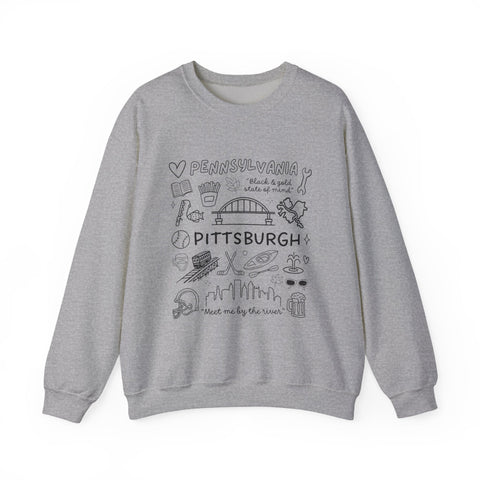 Pittsburgh Doodle Collage - Heavy Blend™ Crewneck Sweatshirt Sweatshirt - YinzerShop