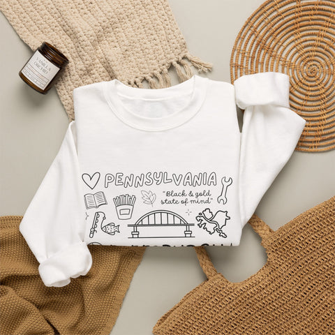 Pittsburgh Doodle Collage - Heavy Blend™ Crewneck Sweatshirt Sweatshirt - YinzerShop