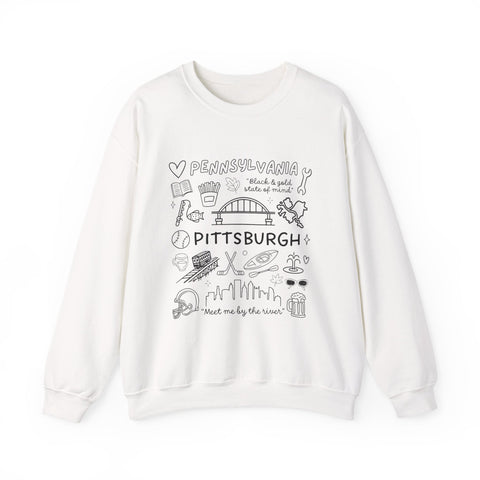Pittsburgh Doodle Collage - Heavy Blend™ Crewneck Sweatshirt Sweatshirt - YinzerShop