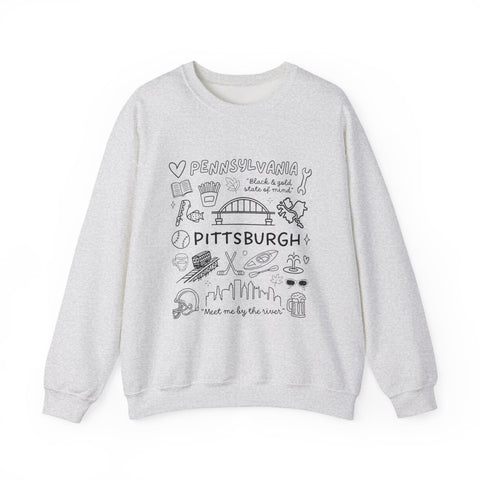 Pittsburgh Doodle Collage - Heavy Blend™ Crewneck Sweatshirt Sweatshirt - YinzerShop
