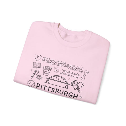 Pittsburgh Doodle Collage - Heavy Blend™ Crewneck Sweatshirt Sweatshirt - YinzerShop