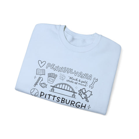 Pittsburgh Doodle Collage - Heavy Blend™ Crewneck Sweatshirt Sweatshirt - YinzerShop