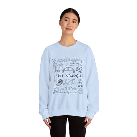 Pittsburgh Doodle Collage - Heavy Blend™ Crewneck Sweatshirt Sweatshirt - YinzerShop