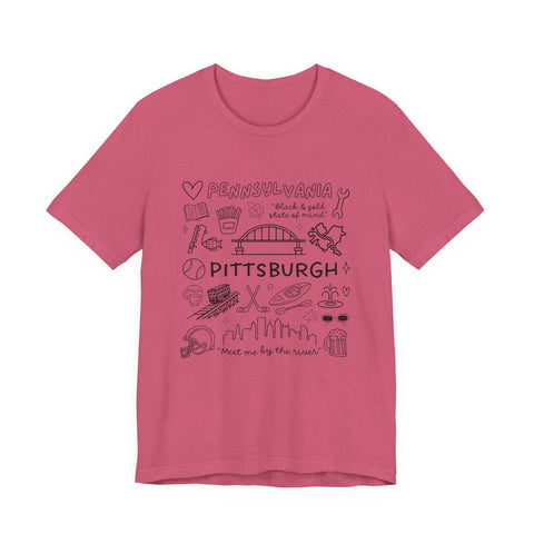 Pittsburgh Doodle Collage - Unisex Jersey Short Sleeve Tee T-Shirt - YinzerShop