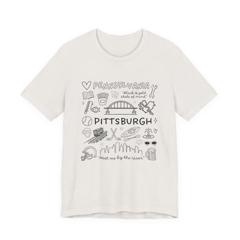 Pittsburgh Doodle Collage - Unisex Jersey Short Sleeve Tee T-Shirt - YinzerShop