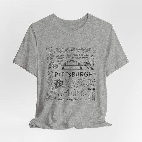 Pittsburgh Doodle Collage - Unisex Jersey Short Sleeve Tee T-Shirt - YinzerShop