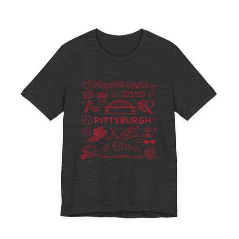 Pittsburgh Doodle Collage - Unisex Jersey Short Sleeve Tee T-Shirt - YinzerShop