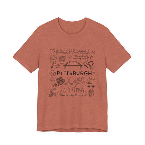 Pittsburgh Doodle Collage - Unisex Jersey Short Sleeve Tee T-Shirt - YinzerShop