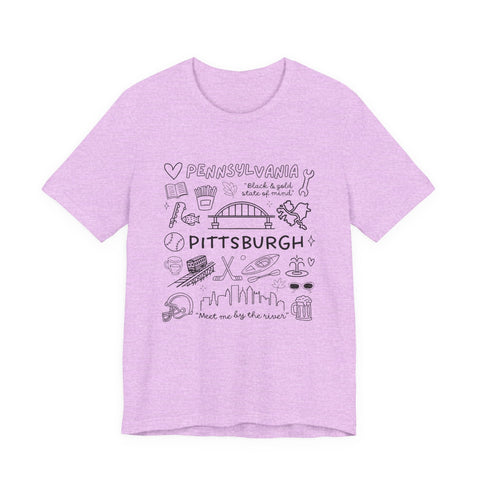 Pittsburgh Doodle Collage - Unisex Jersey Short Sleeve Tee T-Shirt - YinzerShop