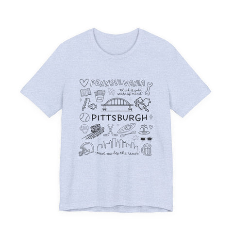 Pittsburgh Doodle Collage - Unisex Jersey Short Sleeve Tee T-Shirt - YinzerShop