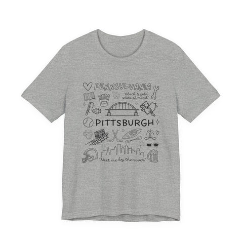 Pittsburgh Doodle Collage - Unisex Jersey Short Sleeve Tee T-Shirt - YinzerShop