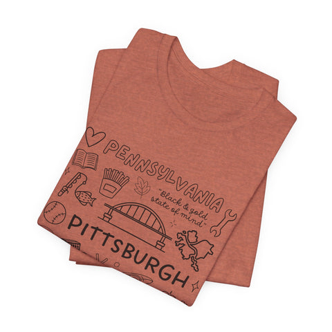 Pittsburgh Doodle Collage - Unisex Jersey Short Sleeve Tee T-Shirt - YinzerShop