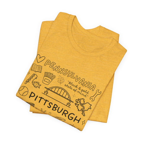 Pittsburgh Doodle Collage - Unisex Jersey Short Sleeve Tee T-Shirt - YinzerShop