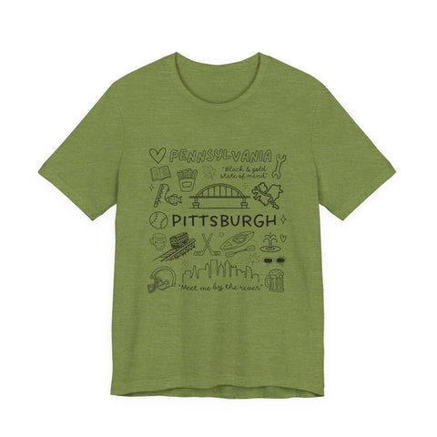 Pittsburgh Doodle Collage - Unisex Jersey Short Sleeve Tee T-Shirt - YinzerShop