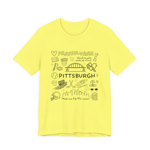 Pittsburgh Doodle Collage - Unisex Jersey Short Sleeve Tee T-Shirt - YinzerShop